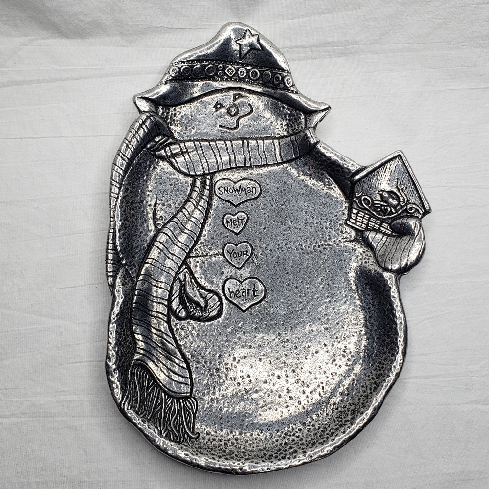 Vintage Carson Metal Snowman Small Tray Dish Freeport, Pa. Christmas